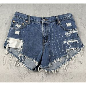Levi's Blue Distressed Jean Shorts